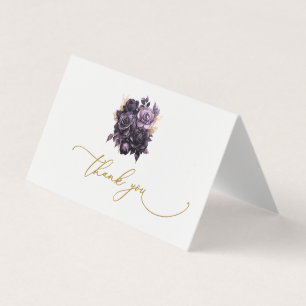 Elegante Dunkelviolette Rosen Dankeskarten Visitenkarten