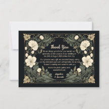 Elegante dunkle Art Nouveau Floral Hochzeits-Danke