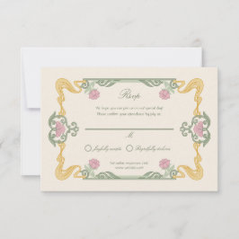 Elegante dunkle Art Nouveau-RSVP-Karte RSVP Karte
