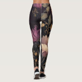 elegante dunkle Blume Leggings (Rückseite)