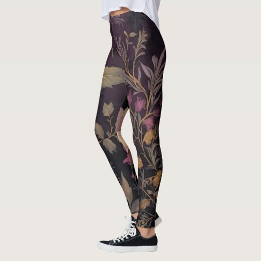 elegante dunkle Blume Leggings (Links)