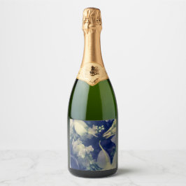 elegante dunkle Blumen Champagnerflaschenetikett Schaumweinetikett
