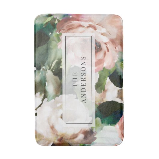 Elegante, dunkle Blütenperle Moderne personalisier Badematte (Vorderseite Vertikal)