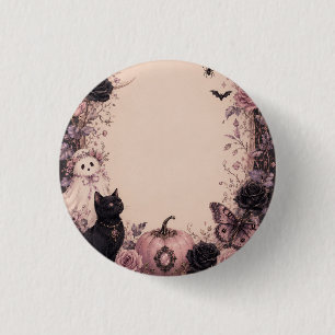 Elegante dunkle botanische Halloween-Party Button