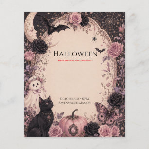 Elegante dunkle botanische Halloween-Party Flyer