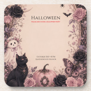Elegante dunkle botanische Halloween-Party Getränkeuntersetzer