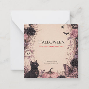 Elegante dunkle botanische Halloween-Party Mitteilungskarte