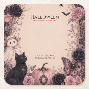 Elegante dunkle botanische Halloween-Party Rechteckiger Pappuntersetzer