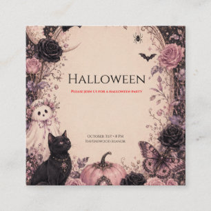 Elegante dunkle botanische Halloween-Party Telefonnummerkarte