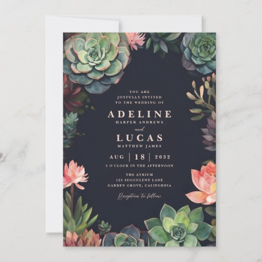 Elegante dunkle botanische Pflanze Einladung (Vorderseite)