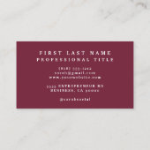 Elegante, dunkle Burgund-Blume Business Cards Visitenkarte (Rückseite)