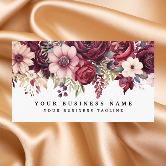 Elegante, dunkle Burgund-Blume Business Cards Visitenkarte