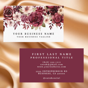 Elegante, dunkle Burgund-Blume Business Cards Visitenkarte