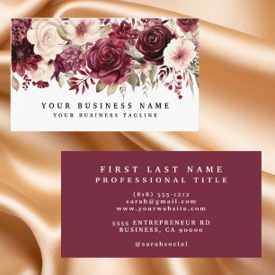 Elegante, dunkle Burgund-Blume Business Cards Visitenkarte