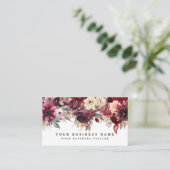 Elegante, dunkle Burgund-Blume Business Cards Visitenkarte (Stehend Vorderseite)