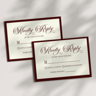 Elegante dunkle Burgunder-Rosen-Hochzeits-RSVP-Kar RSVP Karte