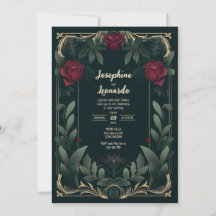 Elegante dunkle florale Vintage-Hochzeitseinladung