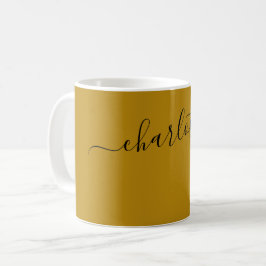 Elegante Dunkle Goldrutenfarbe Namen Personalisier Kaffeetasse