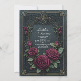 Elegante Dunkle Gotische Burgunder-Rosen-Bogen-Hoc Einladung