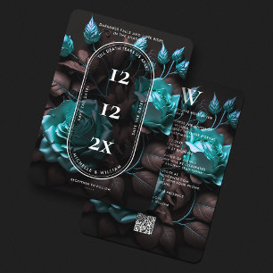 Elegante dunkle gotische Hochzeit Blaue Rosen Mode Save The Date