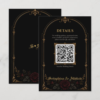 Elegante dunkle gotische Hochzeitseinlagekarte Begleitkarte