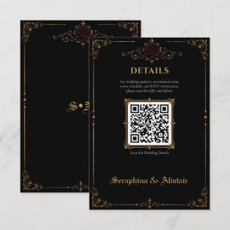 Elegante dunkle gotische Hochzeitseinlagekarte Begleitkarte