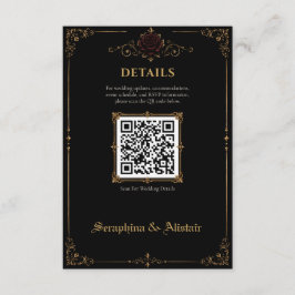 Elegante dunkle gotische Hochzeitseinlagekarte Begleitkarte