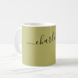 Elegante dunkle Khaki-Farbe moderner Name personal Kaffeetasse