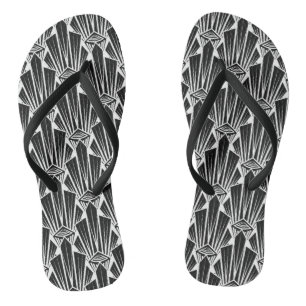 Elegante dunkle Kunst Deko abstrakte geometrische Badesandalen