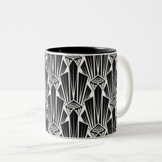 Elegante dunkle Kunst Deko abstrakte geometrische Zweifarbige Tasse (VorderseiteRechts)