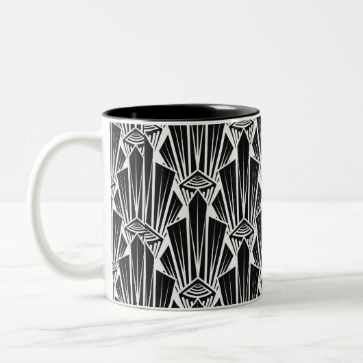 Elegante dunkle Kunst Deko abstrakte geometrische  Zweifarbige Tasse (Links)