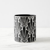 Elegante dunkle Kunst Deko abstrakte geometrische Zweifarbige Tasse (Mittel)