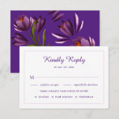 Elegante, dunkle lila Blume Hochzeit RSVP Karte (Vorne/Hinten)
