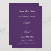 Elegante dunkle Lila Hochzeit speichern Sie das Da Save The Date (Vorne/Hinten)
