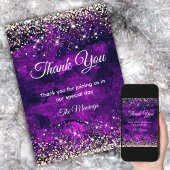 Elegante dunkle lila Imitate Glitzer vielen Dank Karte