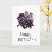 Elegante dunkle Lila Rose Geburtstag Karte (Gelbe Blume)