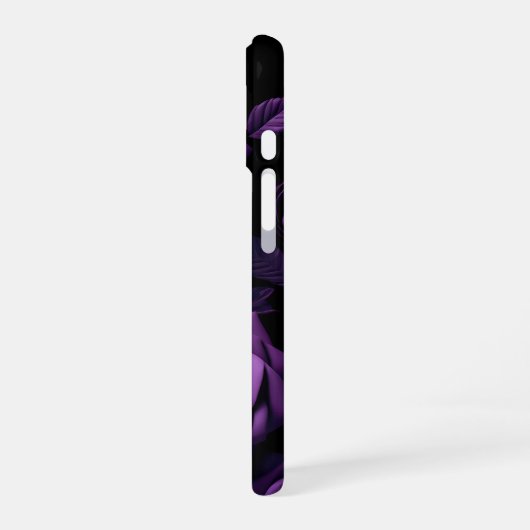 Elegante dunkle Lila Rose Monogram Phone Case iPhone 16 Hülle (Linke Seite)