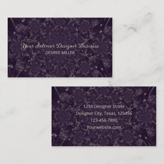 Elegante, dunkle Lila Tan Antikes Vintages Wasser Visitenkarte (Vorne/Hinten)