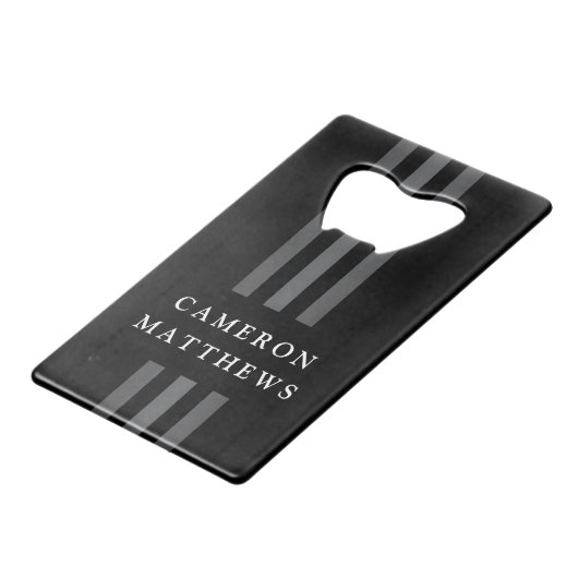 Elegante dunkle Linien, modern mit Monogramm schwa Geldbeutel Flaschenöffner (Vorderseite Schrägansicht)