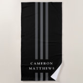 Elegante dunkle Linien, modern mit Monogramm schwa Strandtuch (Vorderseite)