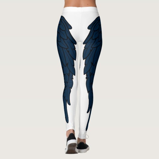 Elegante dunkle Marine-Engels-Flügel Leggings (Rückseite)