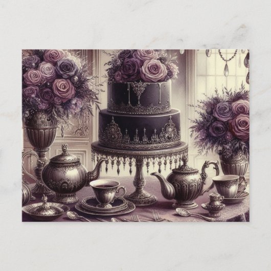 Elegante dunkle, melancholische Teeparty  Postkarte (Vorderseite)