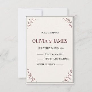 Elegante dunkle Romantik Standesamt-Hochzeits-RSVP RSVP Karte