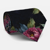 Elegante dunkle rosa florale Wasserfarbe  Krawatte (Gerollt)