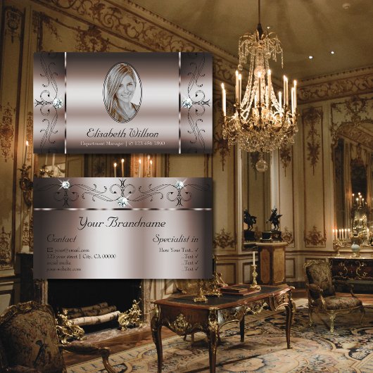 Elegante Dunkle Rose Gold gequetscht Juwelen mit F Visitenkarte