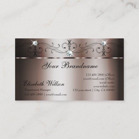 Elegante dunkle Rose Gold gequetscht Juwelen mit L Visitenkarte (Rückseite)