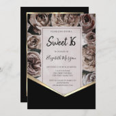 Elegante dunkle Rose Sweet 16 Einladung (Vorne/Hinten)