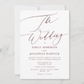 Elegante dunkle rote Burgundy-Kalligrafie Die Hoch Einladung (Vorderseite)