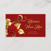 Elegante dunkle Rote Rose Gold Leaf Blüte Visitenkarte (Vorderseite)