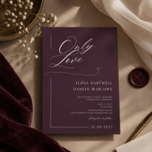 Elegante dunkle Samt-Hochzeitseinladung „Nur Liebe